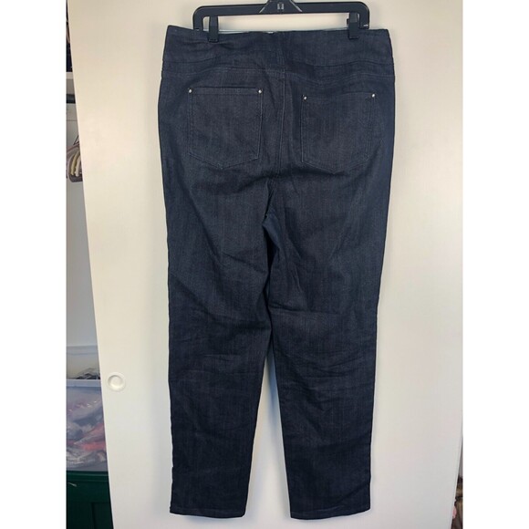 Denim & Co Womens 18WT Tall Pull-On Stretch Jeans Dark Wash Comfort High Rise - Picture 2 of 8